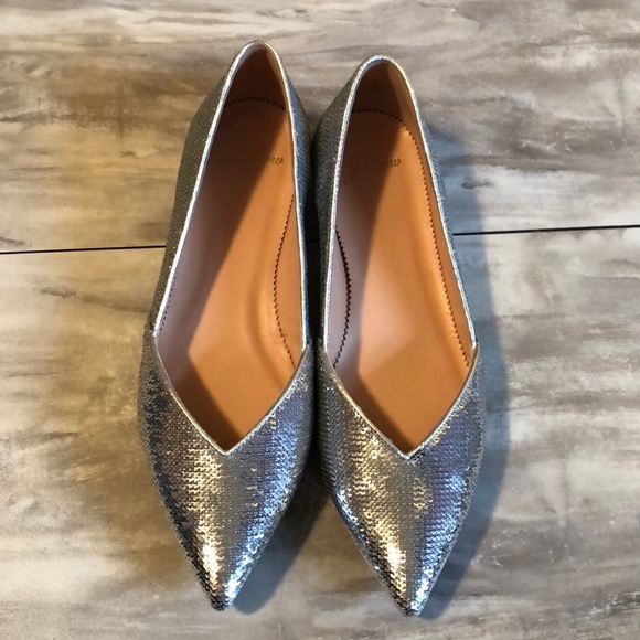 J.Crew Silver Sequin D’Orsay Flats 6.5 - Picture 4 of 8